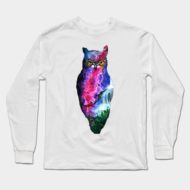 Mystical Owl Long Sleeve T-Shirt by hettys_art